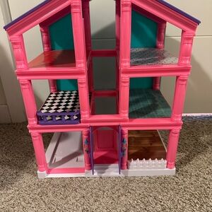 Colorful Pink and Purple Dollhouse and Accessories
